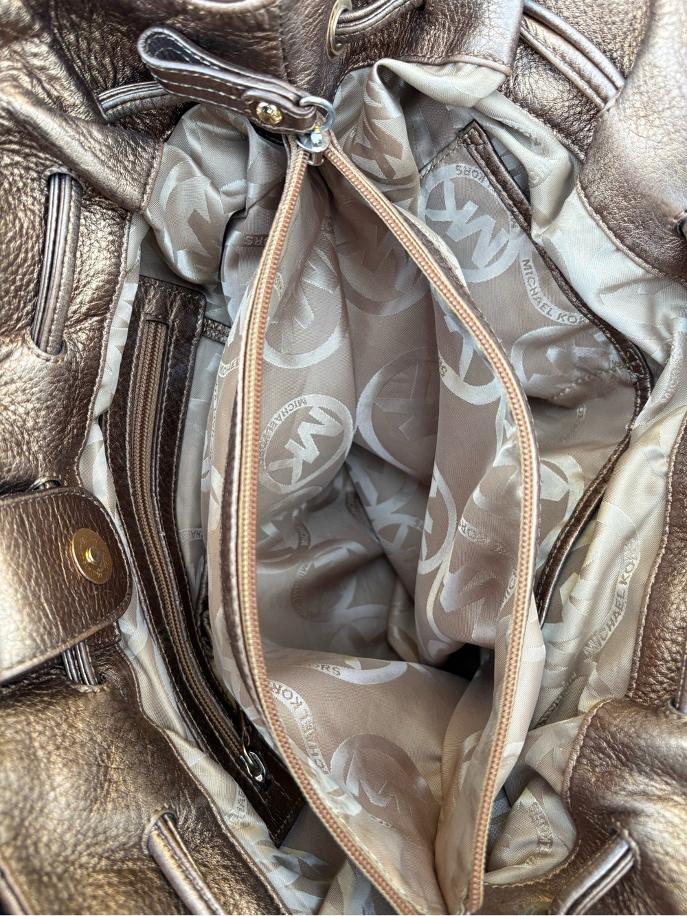 Michael Kors Metallic Brown Leather Satchel - Picture 16 of 16